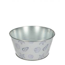 Zink Übertopf Ocean weiss D18cm H09cm 