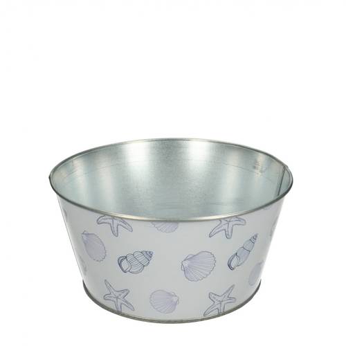 Zink Übertopf Ocean weiss D18cm H09cm 