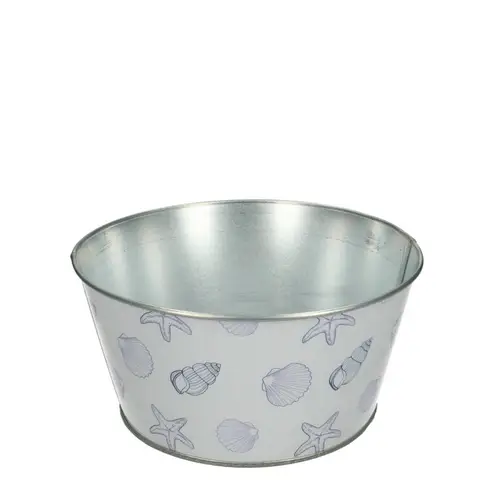 Zink Übertopf Ocean weiss D18cm H09cm 
