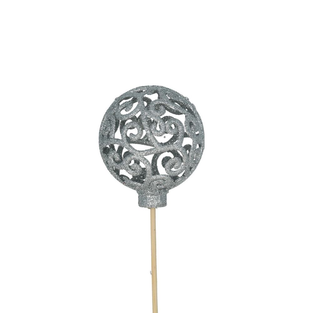 Kugel auf Stab Barock silber D06cm H50cm