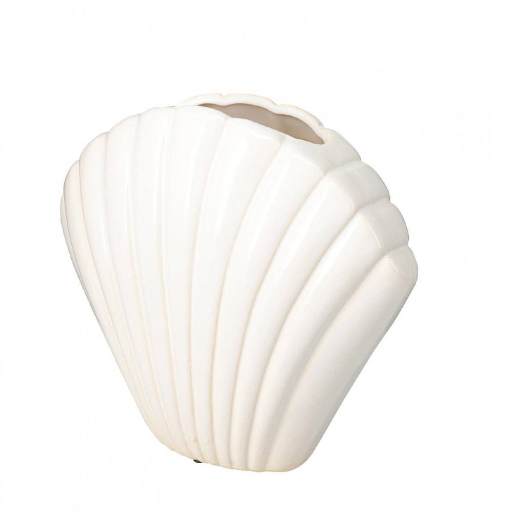 Keramik Vase Shell weiss D17cm H16.5cm