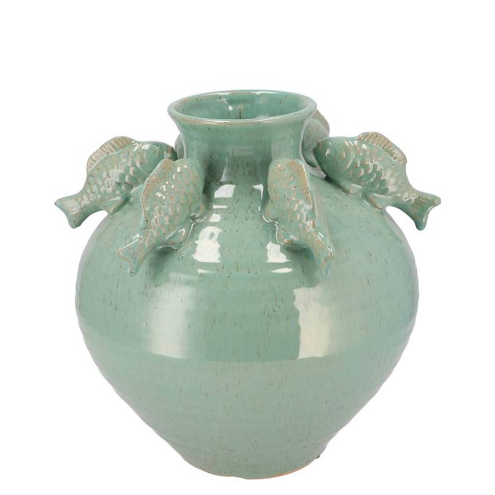 Keramik Vase Fisch grün 23x23x23cm