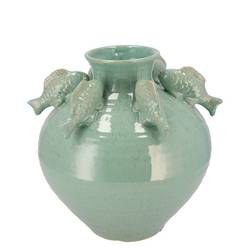 Keramik Vase Fisch grün 23x23x23cm