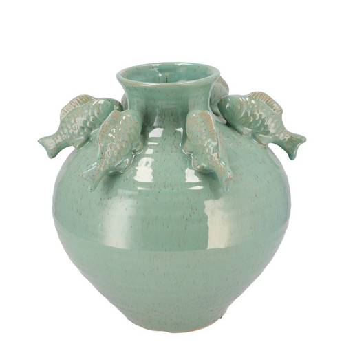 Keramik Vase Fisch grün 23x23x23cm
