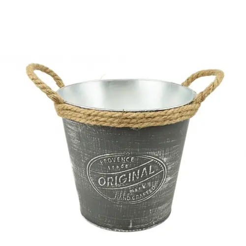 Zink Übertopf Provence grau D19.5cm H19cm 