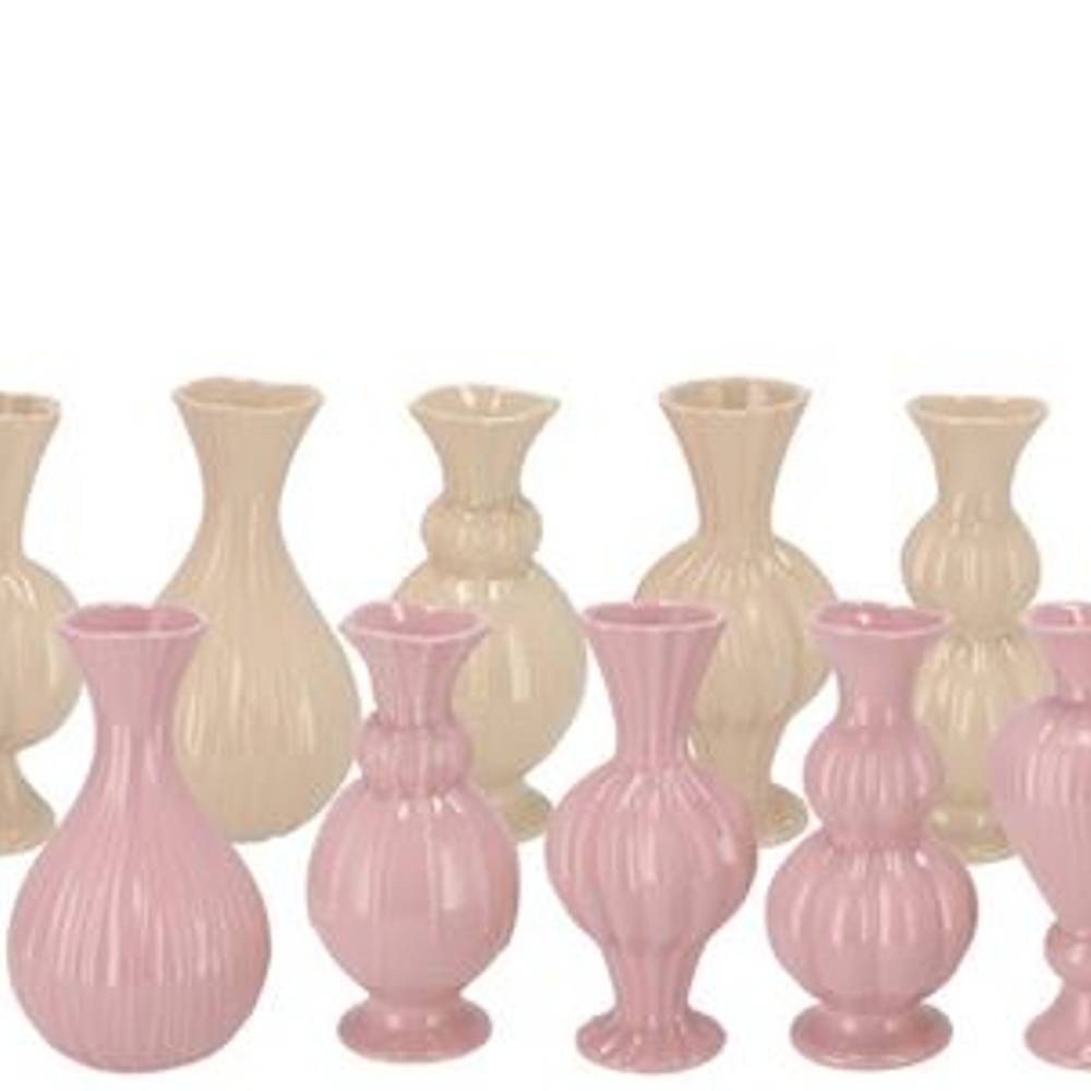 Keramik Vase Lois mix rosa 11x11x22cm