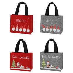 Geschenkentasche aus Filz 4-fach rot/grau 20x15x07cm