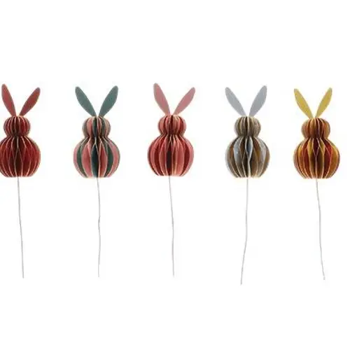 Kaninchen faltbar auf Stab x5 mix D04cm H12cm