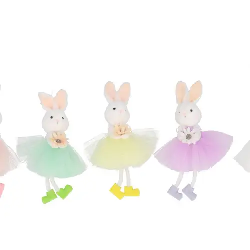 Hänger Hase mit Kleid Dreamy mix pastel 07x11cm