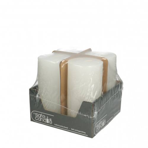 Stumpfkerze Rustikal weiss D07cm H14cm