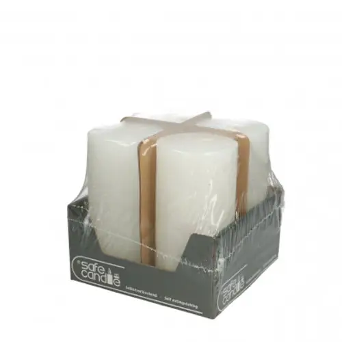Stumpfkerze Rustikal weiss D07cm H14cm