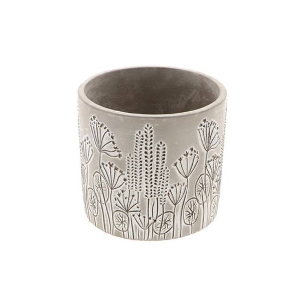 Keramik Übertopf Flora grau D16cm H15cm