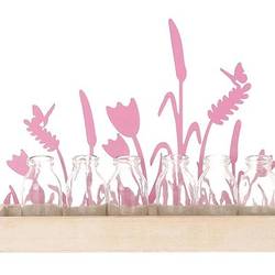 Frühling Blumen 6 Flaschen rosa 35x06x29cm