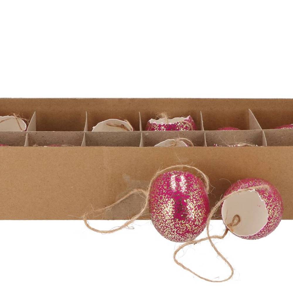 Ei Huhn Hänger Glitter fuchsia x12
