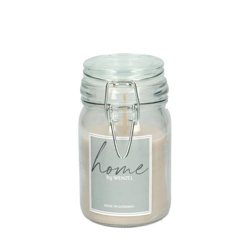 Kerze weiss im Weckglas d6.5x12cm