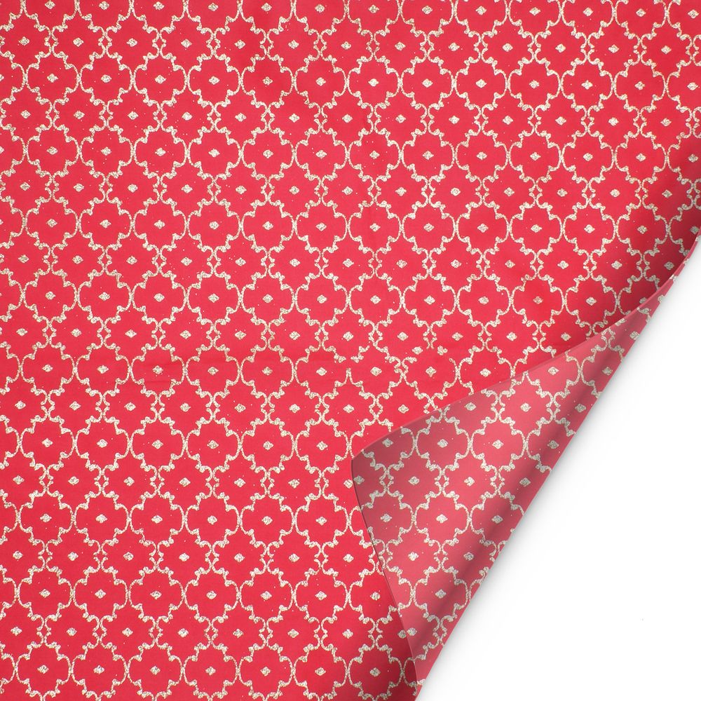 Dekostoff Blatt Satin Shadai rot 47x47cm