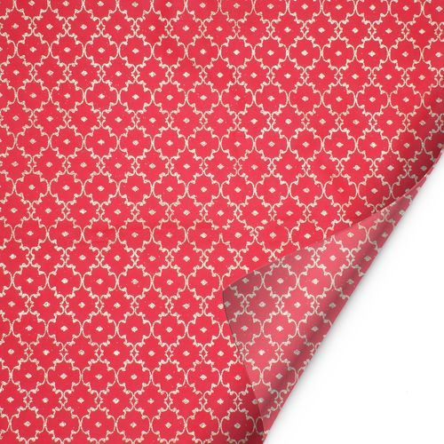 Dekostoff Blatt Satin Shadai rot 47x47cm