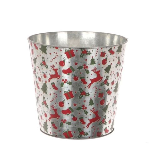Zink Weihnachten rot grün Eimer D24cm H22cm