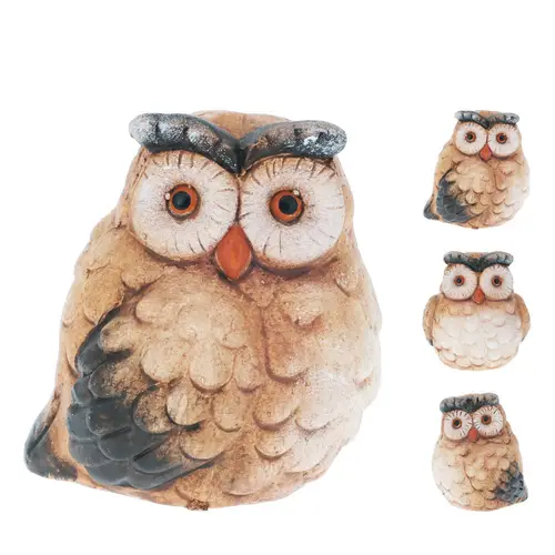 Deko Eule mix braun D07cm H08cm