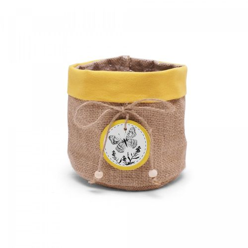 Übertopf Jute Butterfly gelb D16cm H16cm