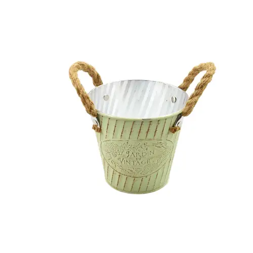 Zink Topf +Tau Jardin grün D13cm H12.5cm