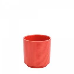 Keramik Übertopf Groove rot D10cm H10.5cm