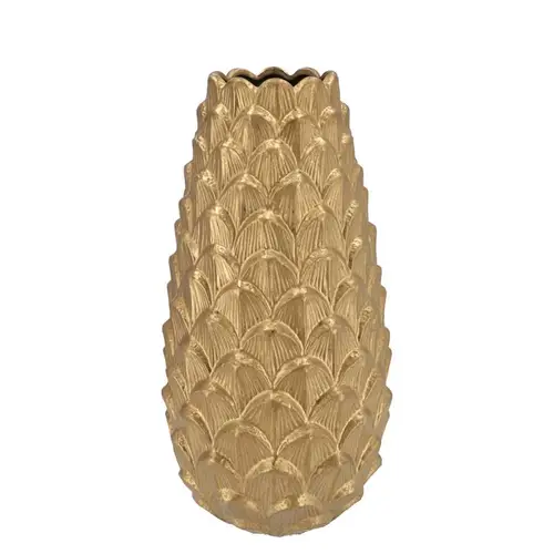 Keramik Vase Tannenzapfen gold 16x35cm