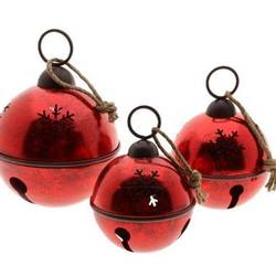 Weihnachtskugel Schneeglocke rot S/3 D31cm H42cm