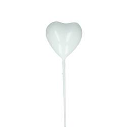 Herz auf Draht weiss L20cm D03cm