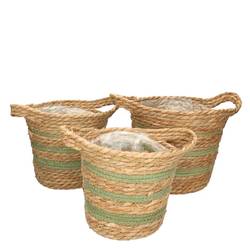 Korb Henkel Zola grün/natr 3/Set D22cm H22cm