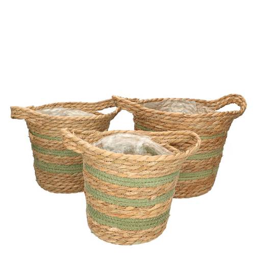 Korb Henkel Zola grün/natr 3/Set D22cm H22cm