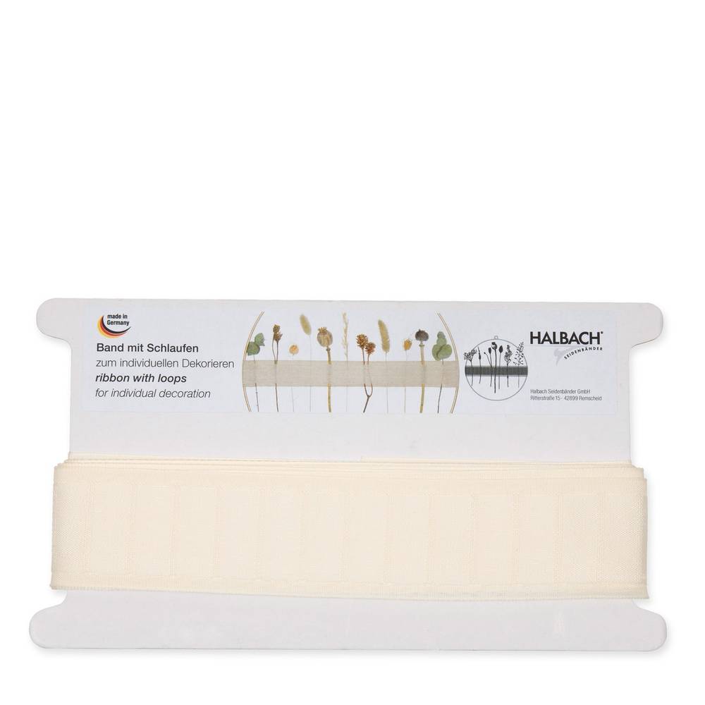 Band Woven mit Schlaufen creme 43mm 6m