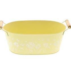 Zink Schale Blume +Henkel gelb 25x15x10cm