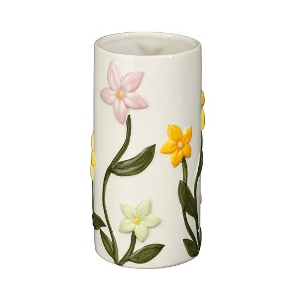 Keramik Vase Blume weiss D09cm H17.5cm