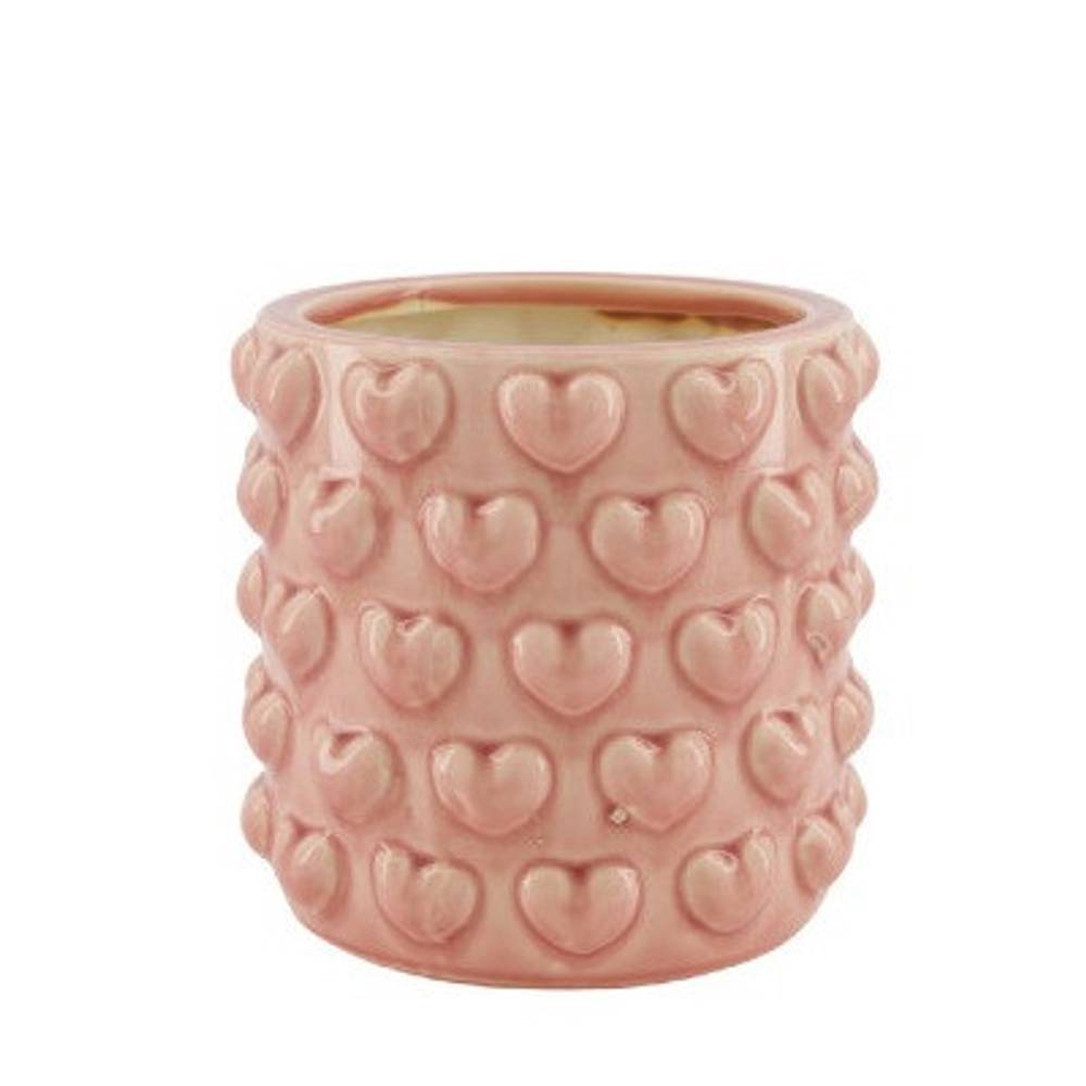 Keramik Übertopf Hearts rosa D18cm H17cm 