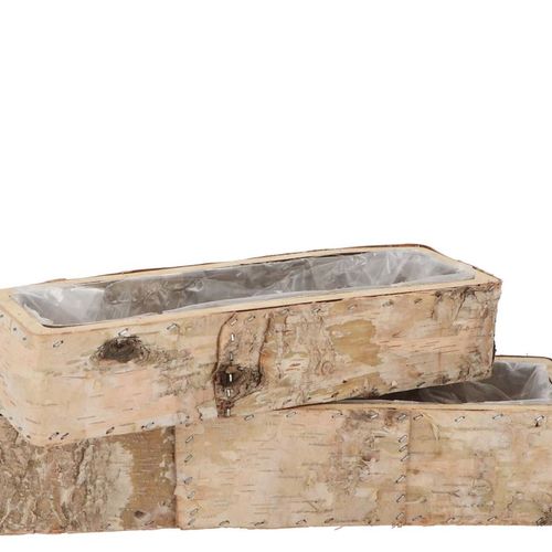 Birke Übertopf Rechteck 2/Set 25x6x05/34x10x07cm