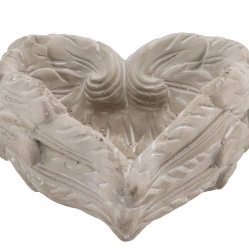 Beton Herz Flügel grau 15x07cm