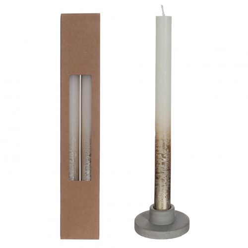Kerze creme goldspray D02.1cm H25cm 2st