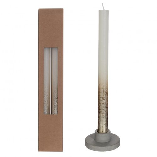 Kerze creme goldspray D02.1cm H25cm 2st