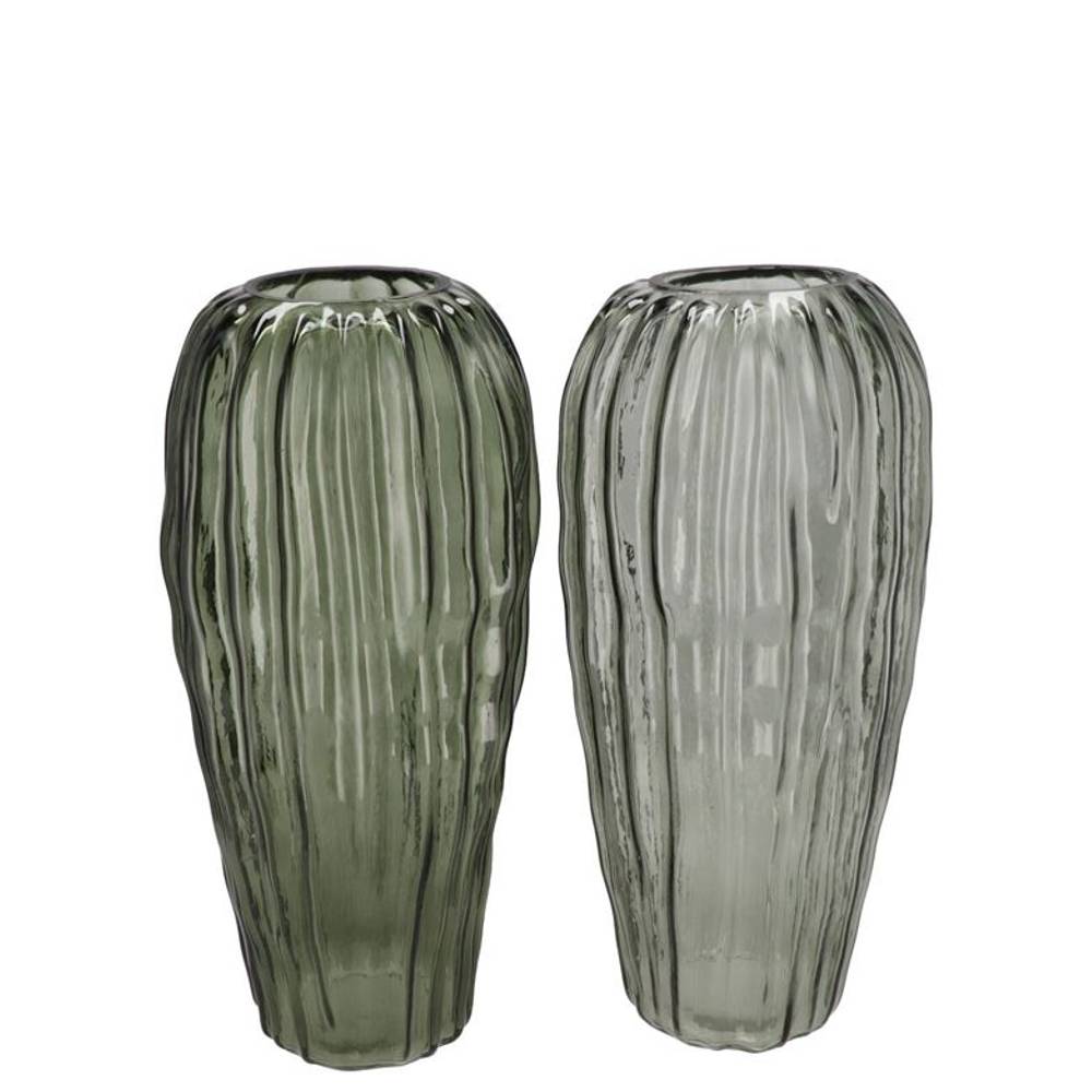 Glas Vase Marly Structure mix grün 13x13x28cm