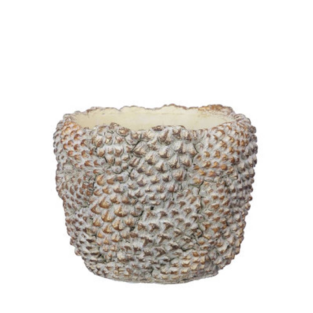 Keramik Übertopf Tannenzapfen braun D15cm H12cm