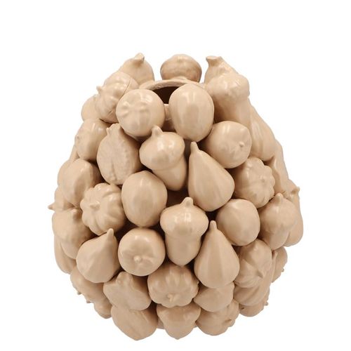 Keramik Vase Wald Früchte Beige D15cm H16cm