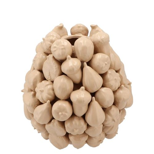 Keramik Vase Wald Früchte Beige D15cm H16cm