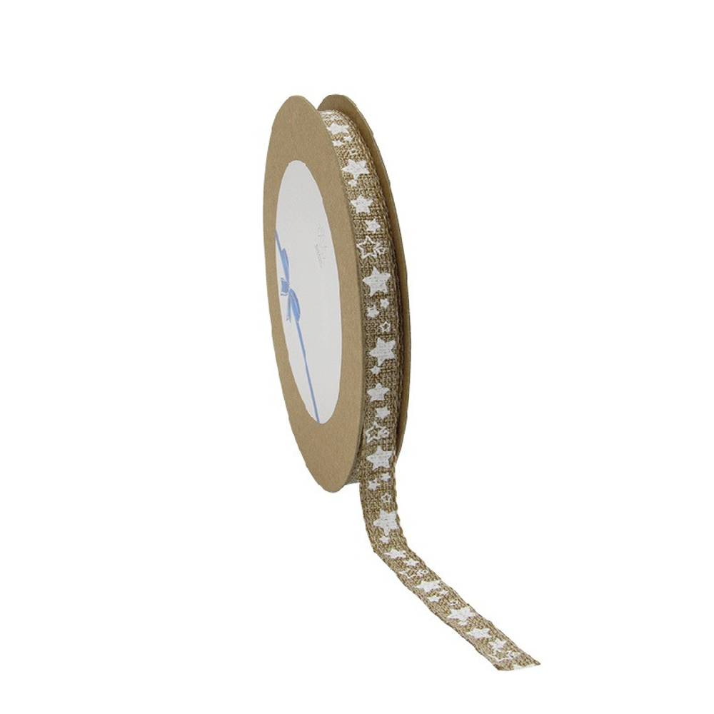 Deko Band Stern natur weiss 10mm 15m
