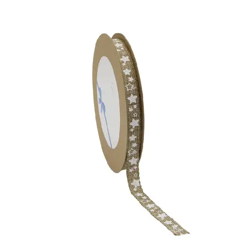 Deko Band Stern natur weiss 10mm 15m