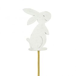 Hase auf Stab weiss L20cm D07cm