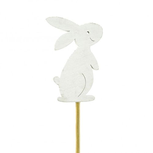 Hase auf Stab weiss L20cm D07cm