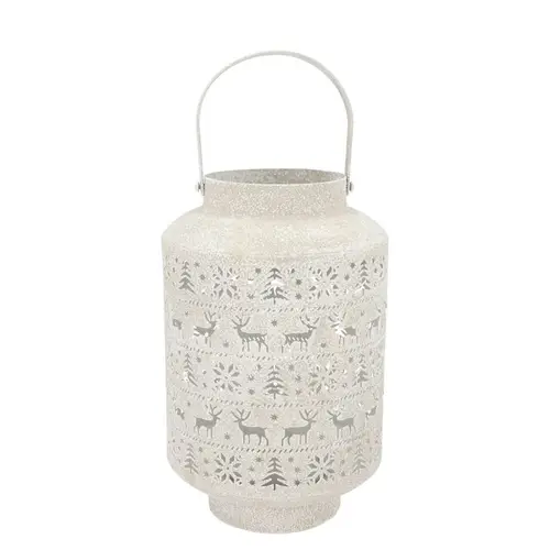 Metall Laterne Kaya Xmas weiss 21x33cm