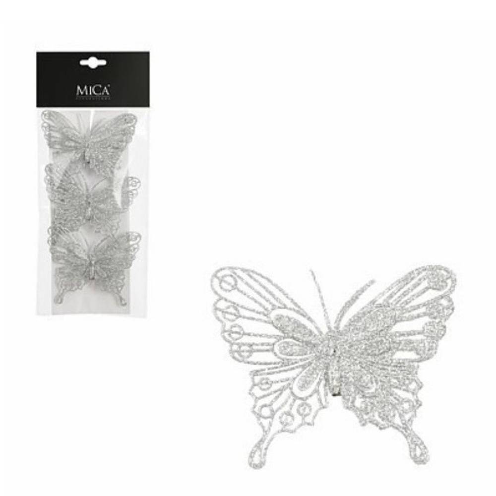 Schmetterling auf Clip silber 10cm x3