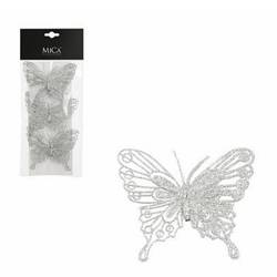 Schmetterling auf Clip silber 10cm x3